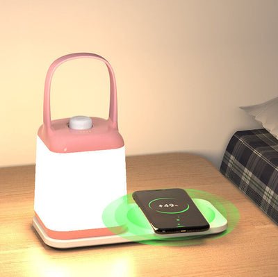 Lampe de Table LED Rechargeable Sans Fil en ABS Portable avec Bocal Carré Créatif 
