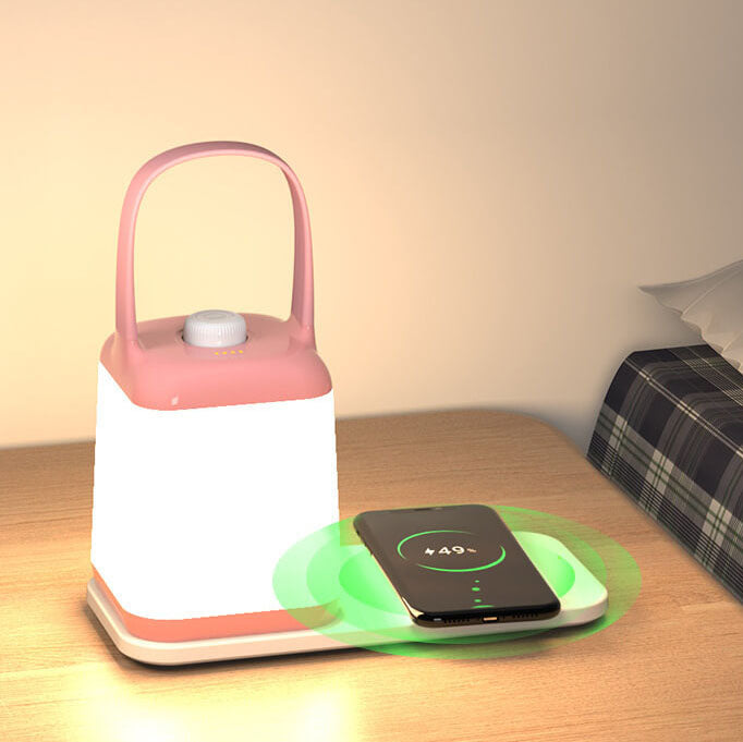 Lampe de Table LED Rechargeable Sans Fil en ABS Portable avec Bocal Carré Créatif 