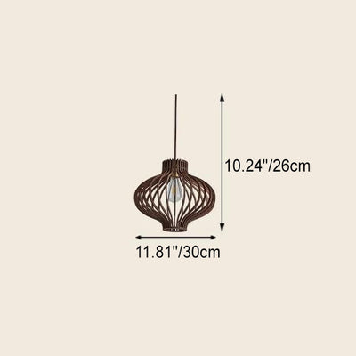 Nordic Vintage Basswood Oval Geometrie 1-Licht Pendelleuchte 