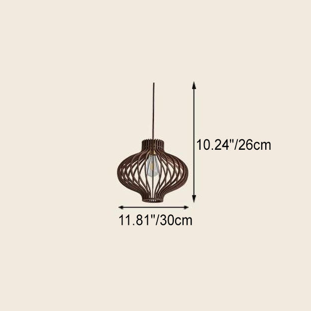 Nordic Vintage Basswood Oval Geometrie 1-Licht Pendelleuchte 