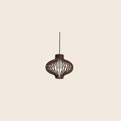 Nordic Vintage Basswood Oval Geometrie 1-Licht Pendelleuchte 