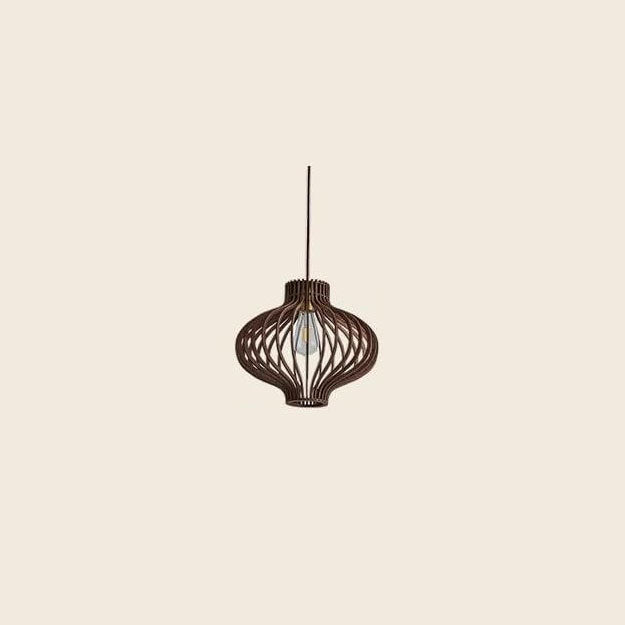 Nordic Vintage Basswood Oval Geometrie 1-Licht Pendelleuchte 
