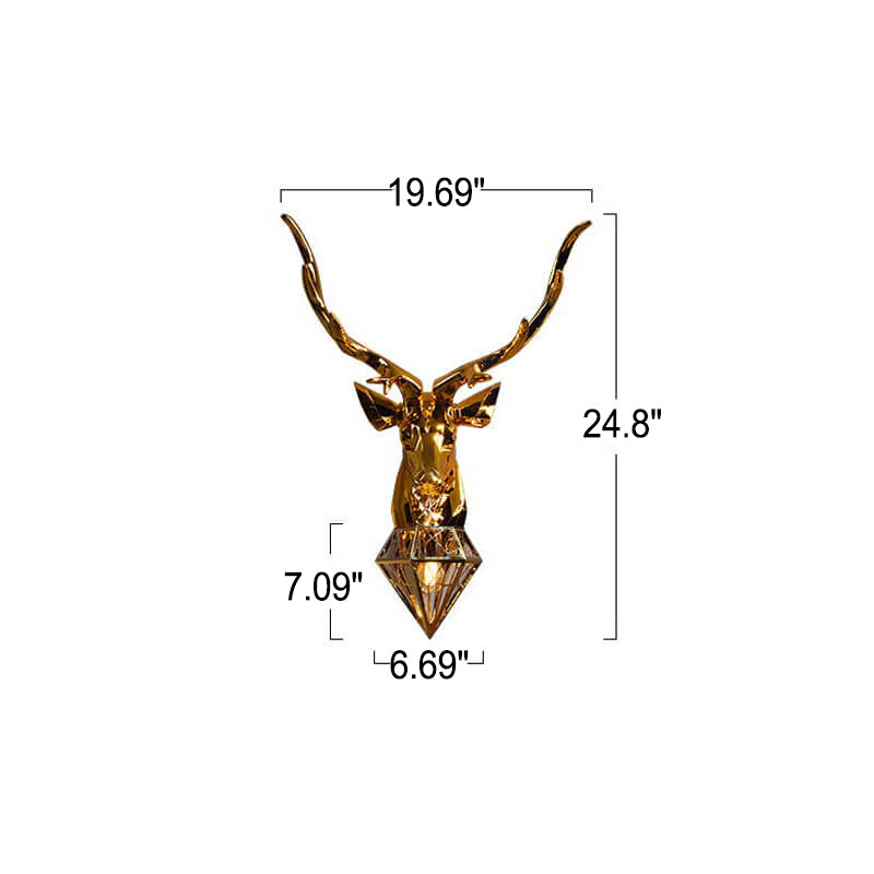 European Creative Plating Geometric Deer Head 1-Light Wall Sconce Lamp