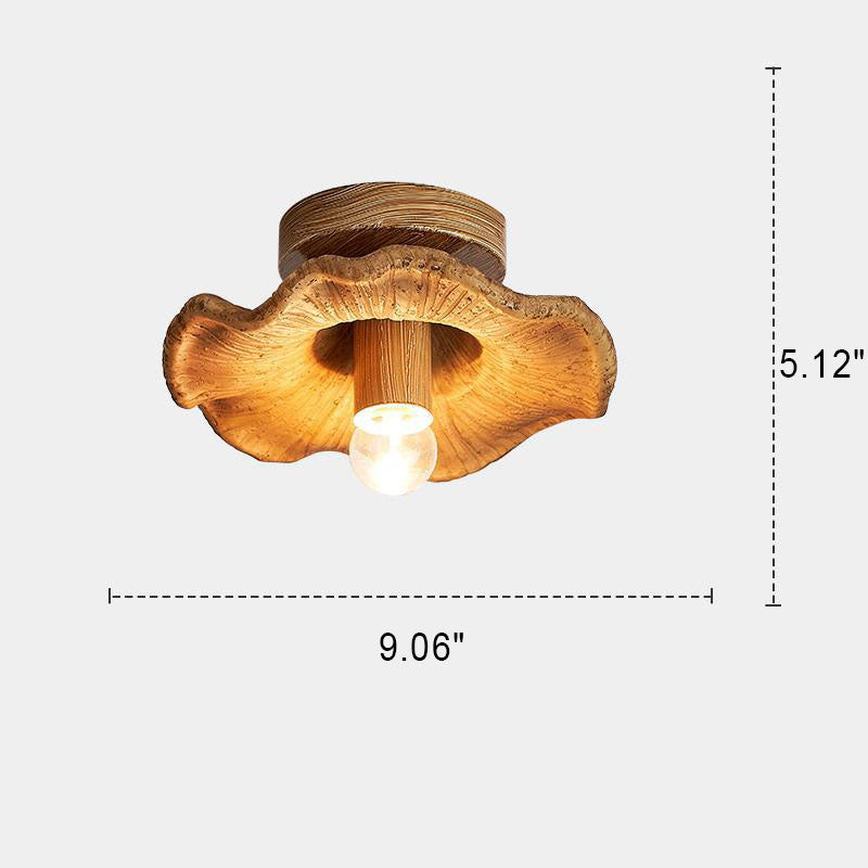 Japanische Wabi-Sabi Lotusblatt-Deckenleuchte aus Kunstharz, 1-flammig, halbbündig