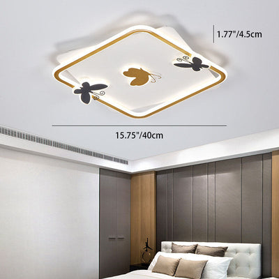 Modern Minimalist Round Square Iron Aluminum Acrylic LED Flush Mount Ceiling Light For Living Room