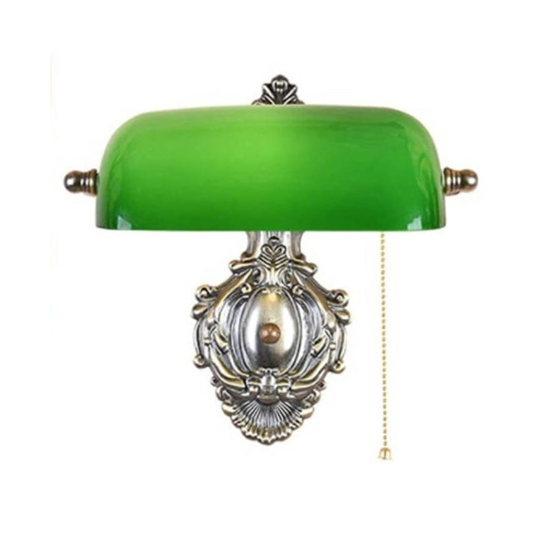 Retro Copper Green Glass Shade 1-Light Wall Sconce Lamp