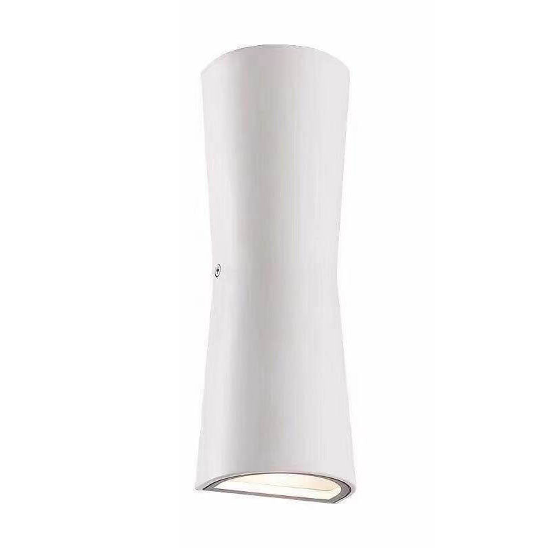 مصباح حائط LED مقاوم للماء من الألومنيوم والزجاج بشكل أسطواني بسيط للاستخدام الخارجي ثنائي الاتجاه 
