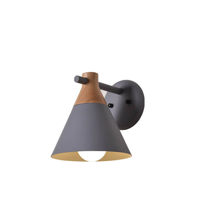 Nordic Solid Wood Macaron Cone Shade 1-Light  Wall Sconce Lamp