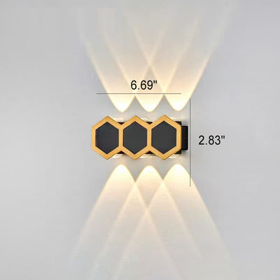 Outdoor Simple Hexagonal Combination Black Gold LED Wall Sconce Lamp