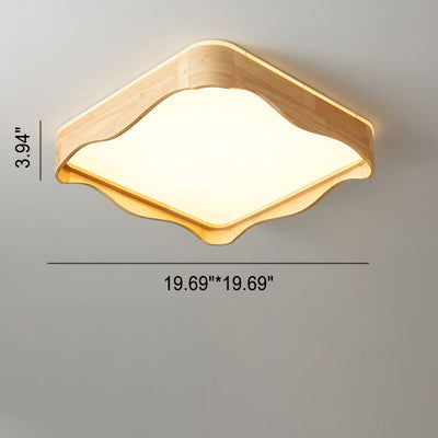 إضاءة LED مثبتة على السقف من الخشب المطاطي الأكريليكي بتصميم مستطيل حديث وموجة بسيطة 
