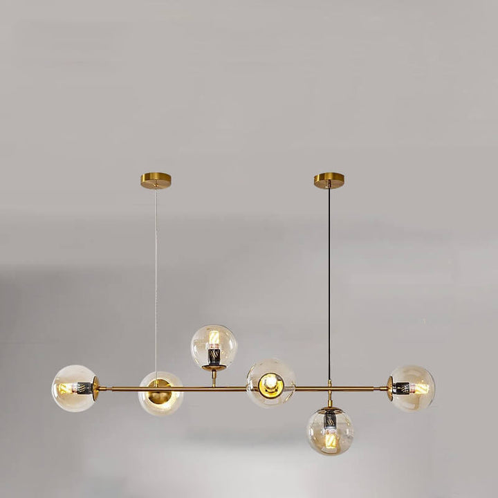 Nordischer minimalistischer bunter Kugel-Hardware-Glas-6-Licht-Insel-Licht-Kronleuchter 