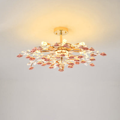 Modern Luxury Rose Iron Ceramic Crystal 6/7/8 Light Chandelier