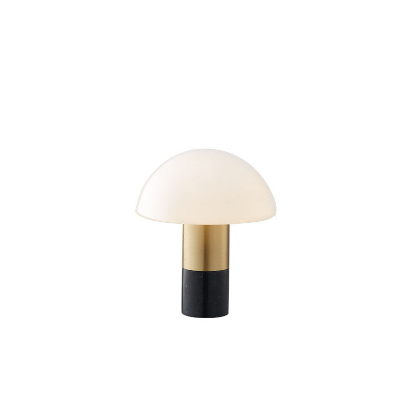 Lampe de table moderne et minimaliste à 1 lumière en forme de champignon, fer, verre et marbre 