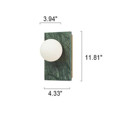 Modern Light Luxury Marble Square Base Glass Ball 1-Light Wall Sconce Lamp