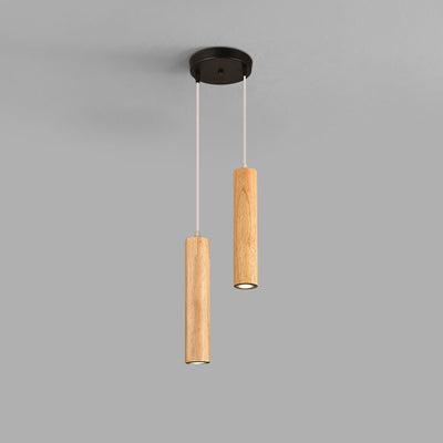 Moderne minimalistische LED-Pendelleuchte aus Holzzylinder 