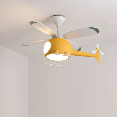 Simple Cartoon Aircraft LED Downrods Ceiling Fan Light