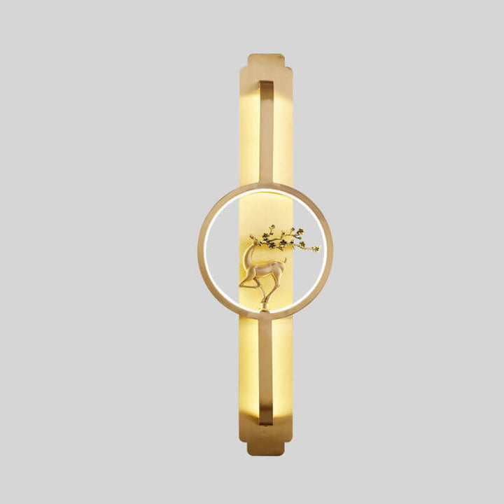Moderne chinesische Kupfer lange runde LED-Wandleuchte 