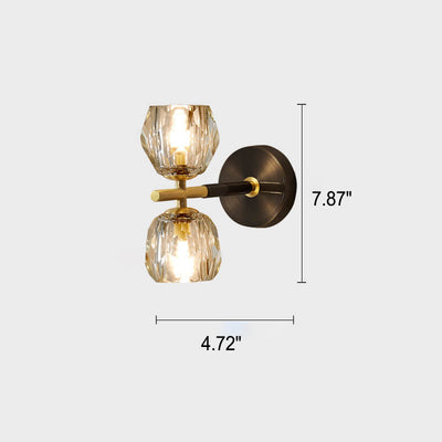 All Copper Light Luxury Crystal 1/2-Light Wall Sconce Lamp