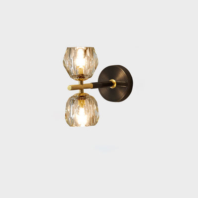 All Copper Light Luxury Crystal 1/2-Light Wall Sconce Lamp