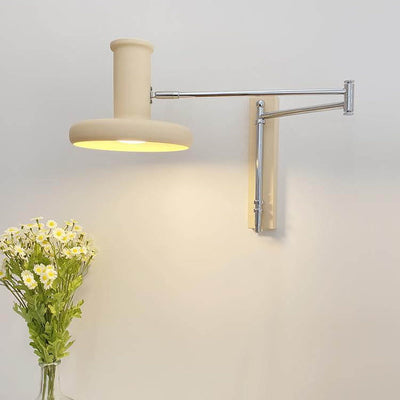 Nordic Minimalist  Beige Swing Arm 1-Light Wall Sconce Lamp