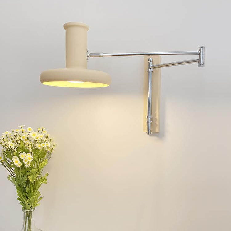 Nordic Minimalist  Beige Swing Arm 1-Light Wall Sconce Lamp
