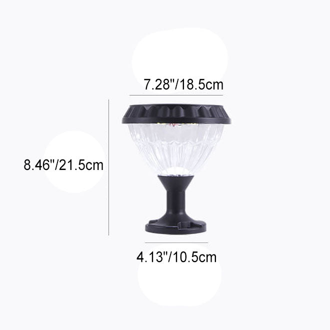 Moderne schwarze Solar-Säule aus Aluminiumguss mit Glas für den Außenbereich, wasserdicht 