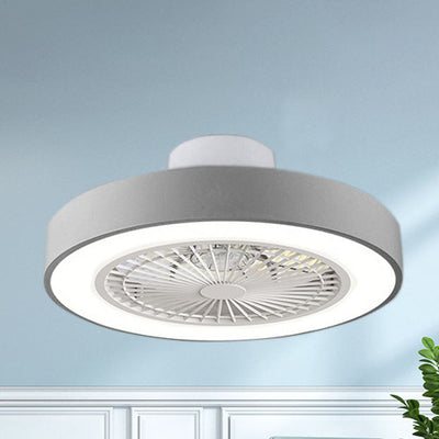 Modern Minimalist Solid Color Iron Copper LED Flush Mount Ceiling Fan Light