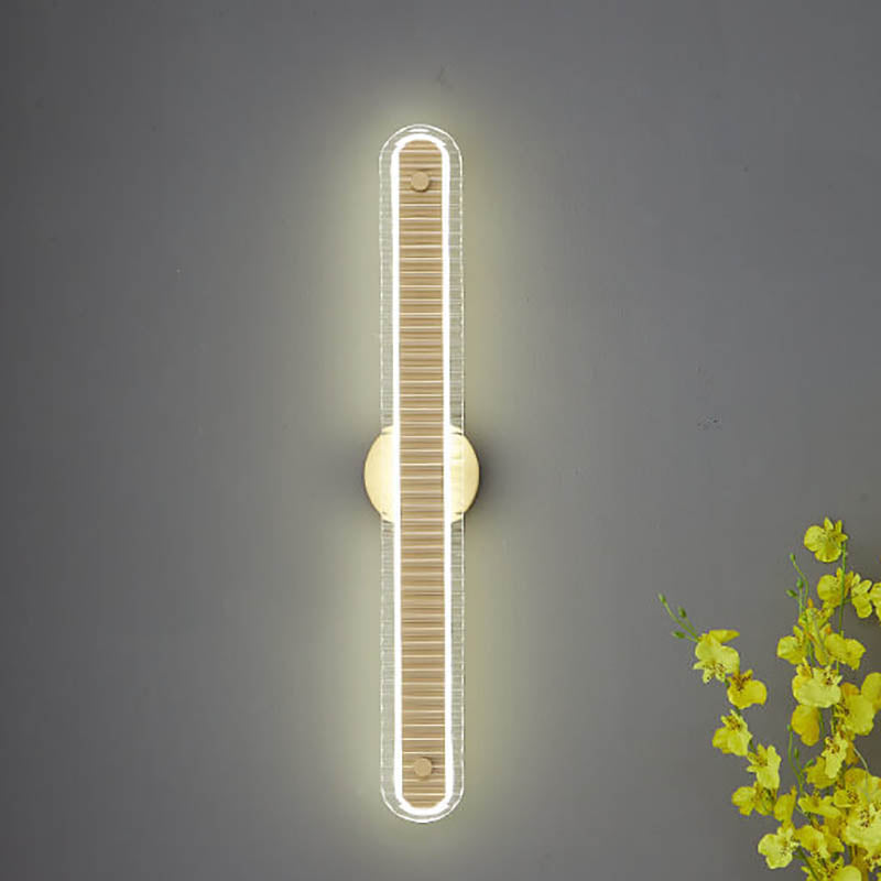 Modern Luxury Long Strip Copper Glass LED Wall Sconce Lamp