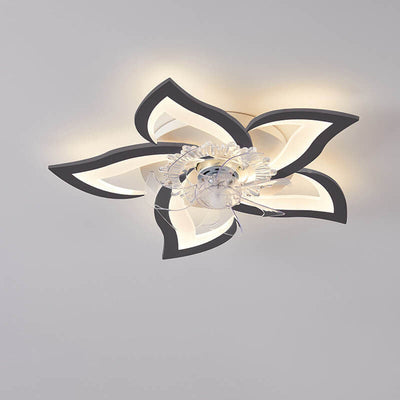 Scandinavian Modern Luxury Flower Iron Acrylic Plastic LED Flush Mount Ceiling Fan Light