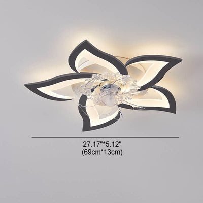 Scandinavian Modern Luxury Flower Iron Acrylic Plastic LED Flush Mount Ceiling Fan Light