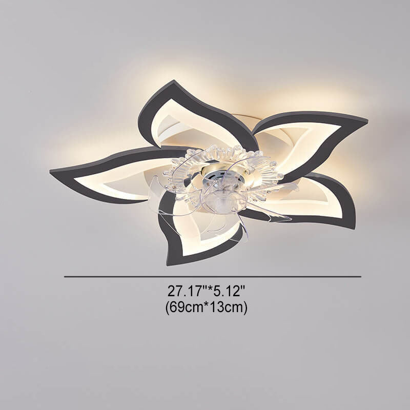 Ventilador de Techo LED de Lujo Moderno Escandinavo con Luz de Montaje Empotrado de Plástico Acrílico y Hierro 