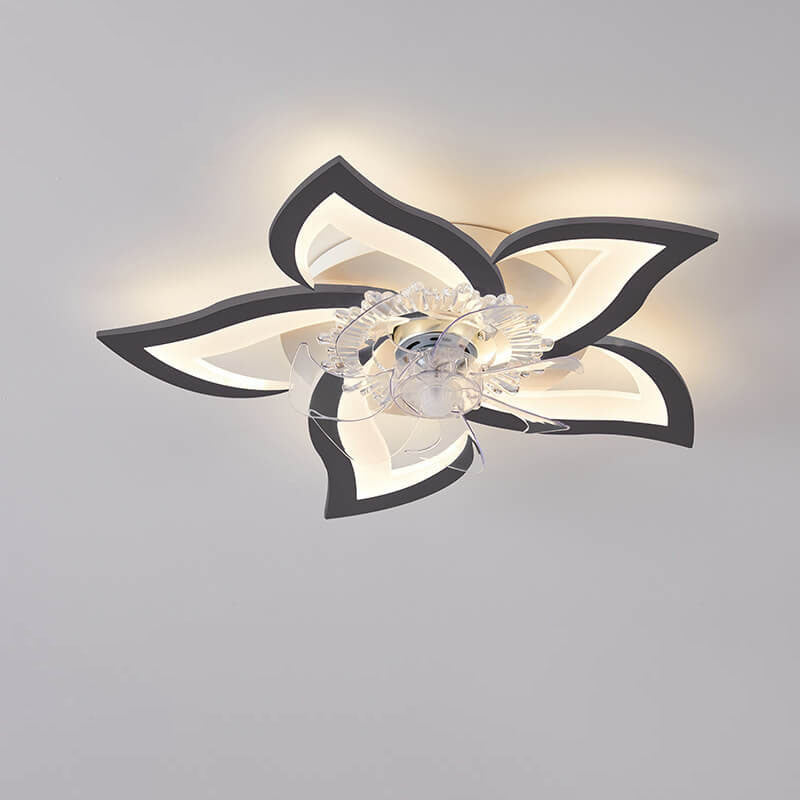 Ventilador de Techo LED de Lujo Moderno Escandinavo con Luz de Montaje Empotrado de Plástico Acrílico y Hierro 