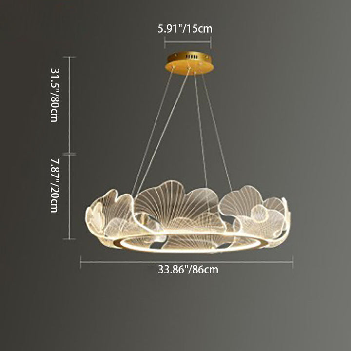 Zeitgenössische kreative Ginkgo-Blatt-Eisen-Acryl-LED-Pendelleuchte für Wohnzimmer 