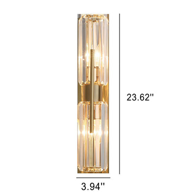 Moderne Luxus-Kristallstreifen-Wandleuchte mit 2 Lichtern 