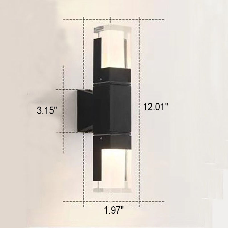 Moderne wasserdichte LED-Wandleuchte mit rechteckiger Säule im Freien 