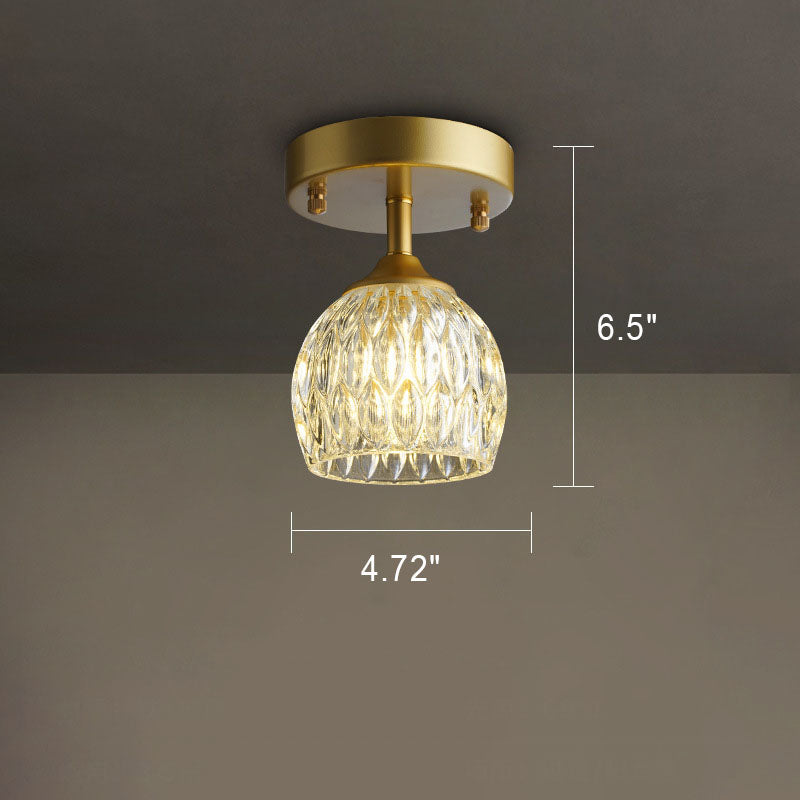 Luminaire semi-encastré à 1 lumière en verre et fer à tête ronde de luxe European Light 