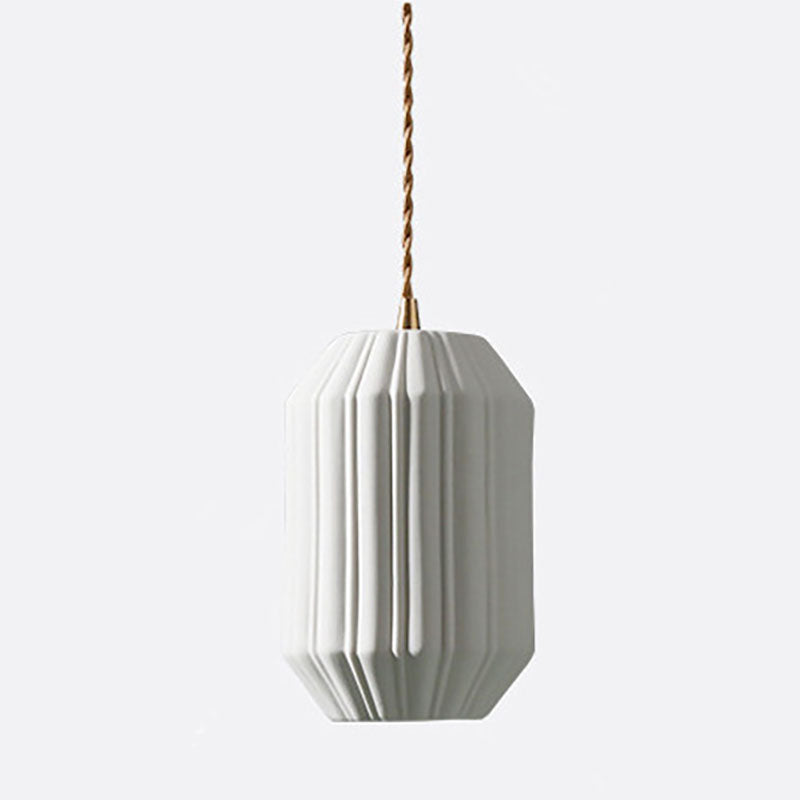 Japanese Creative Pleated Ceramic Brass 1-Light Pendant Light