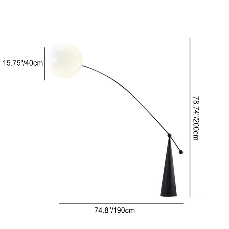 Contemporary Creative Tapered Base Fishing Rod Orb Iron Glass 1-Light Standing Floor Lamp For Living Room