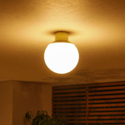 Japanese Modern Round Ball Glass Brass 1-Light Flush Mount Ceiling Light