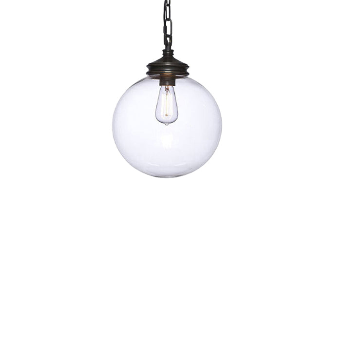 Contemporary Industria Clear Glass Iron Orb 1-Light Pendant Light For Living Room