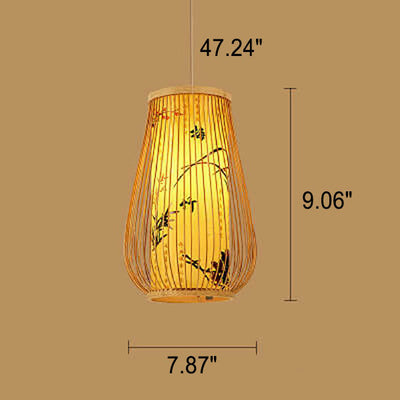 Modern Chinese Bamboo Weaving Gourd 1-Light Pendant Light