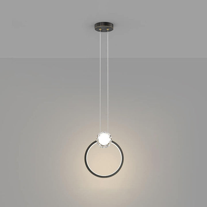 European Light Luxury Round Copper Crystal LED Pendelleuchte 