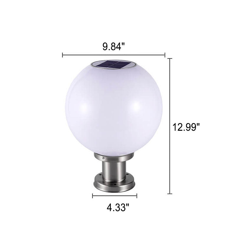 Lampe LED solaire à tête ronde en acier inoxydable et acrylique, luminaire décoratif d&
