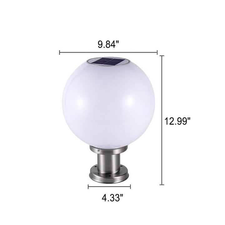 Lampe LED solaire à tête ronde en acier inoxydable et acrylique, luminaire décoratif d&