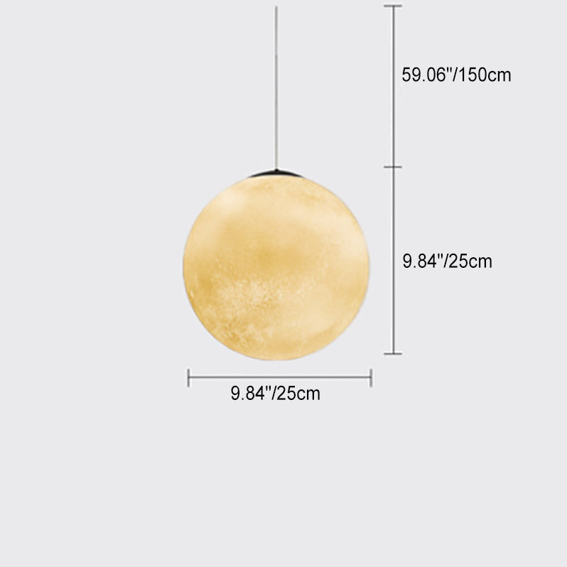 Contemporary Creative Moon Resin Fiber 1-Light Pendant Light For Bedroom