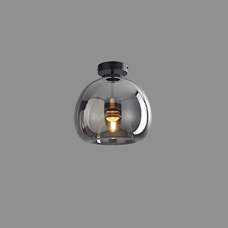 Nordic Light Luxury Round Glass Ball 1-Light Semi-Flush Mount Ceiling Light