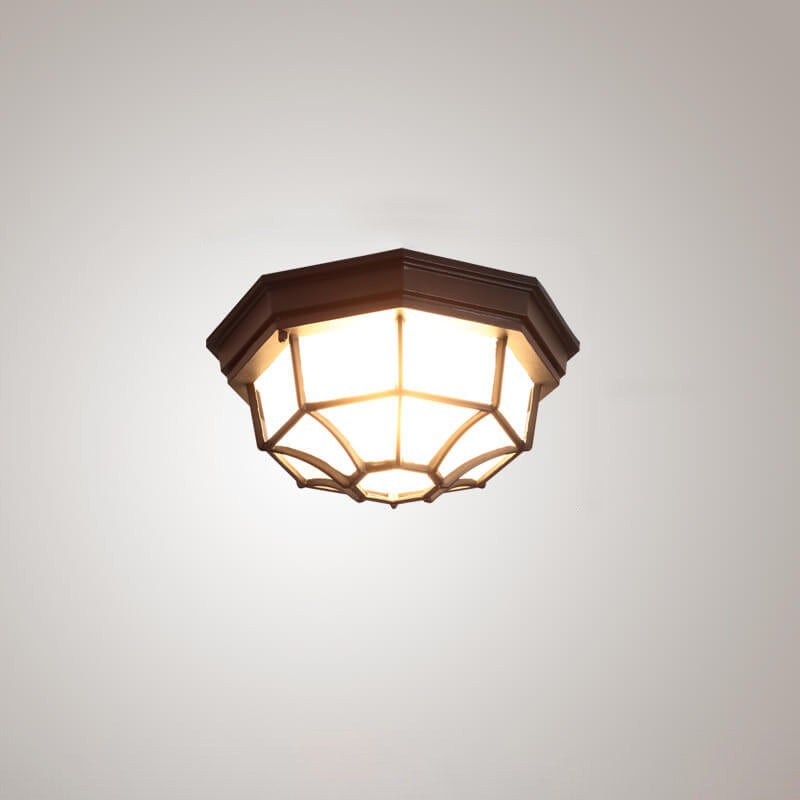 Vintage Industrial Aluminum Symmetrical Design 1-Light Flush Mount Light