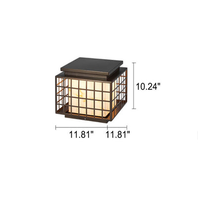 Modern Chinese Square Column Outdoor Waterproof Patio 1-Light Landscape Light