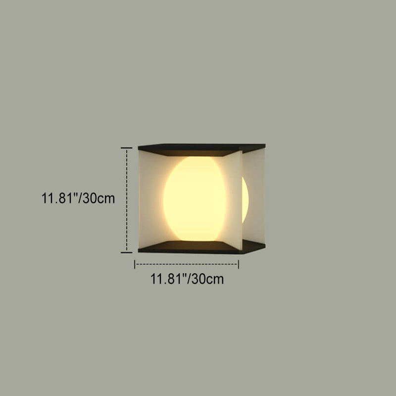 Modern Simplicity Square Acrylic Ball Design Post Head LED Patio Waterproof Landscape Light For Outdoor