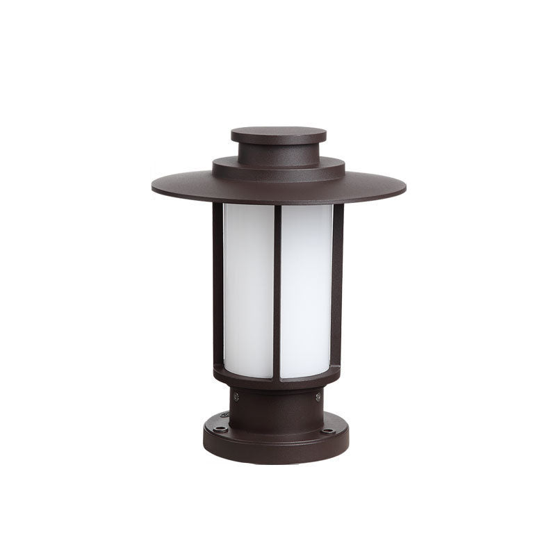 Modern Minimalist Waterproof Coffee Cylinder Lantern 1-Light Patio Landscape Light For Outdoor